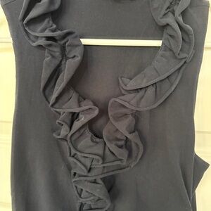 CAbi Black Sleeveless Ruffled Blouse